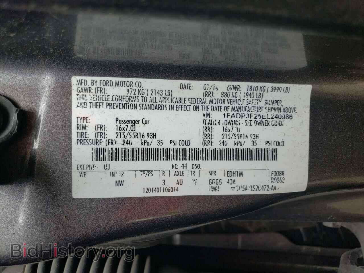 2014 FORD FOCUS - VIN: 1FADP3F25EL240986 - Фото 10