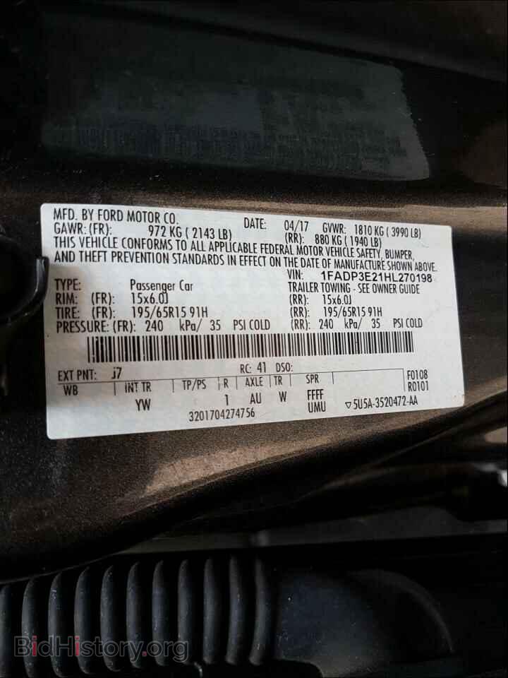 2017 FORD FOCUS - VIN: 1FADP3E21HL270198 - Фото 10