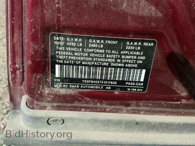 2004 SAAB 9 3 - VIN: YS3FB45S741017635 - Фото 10