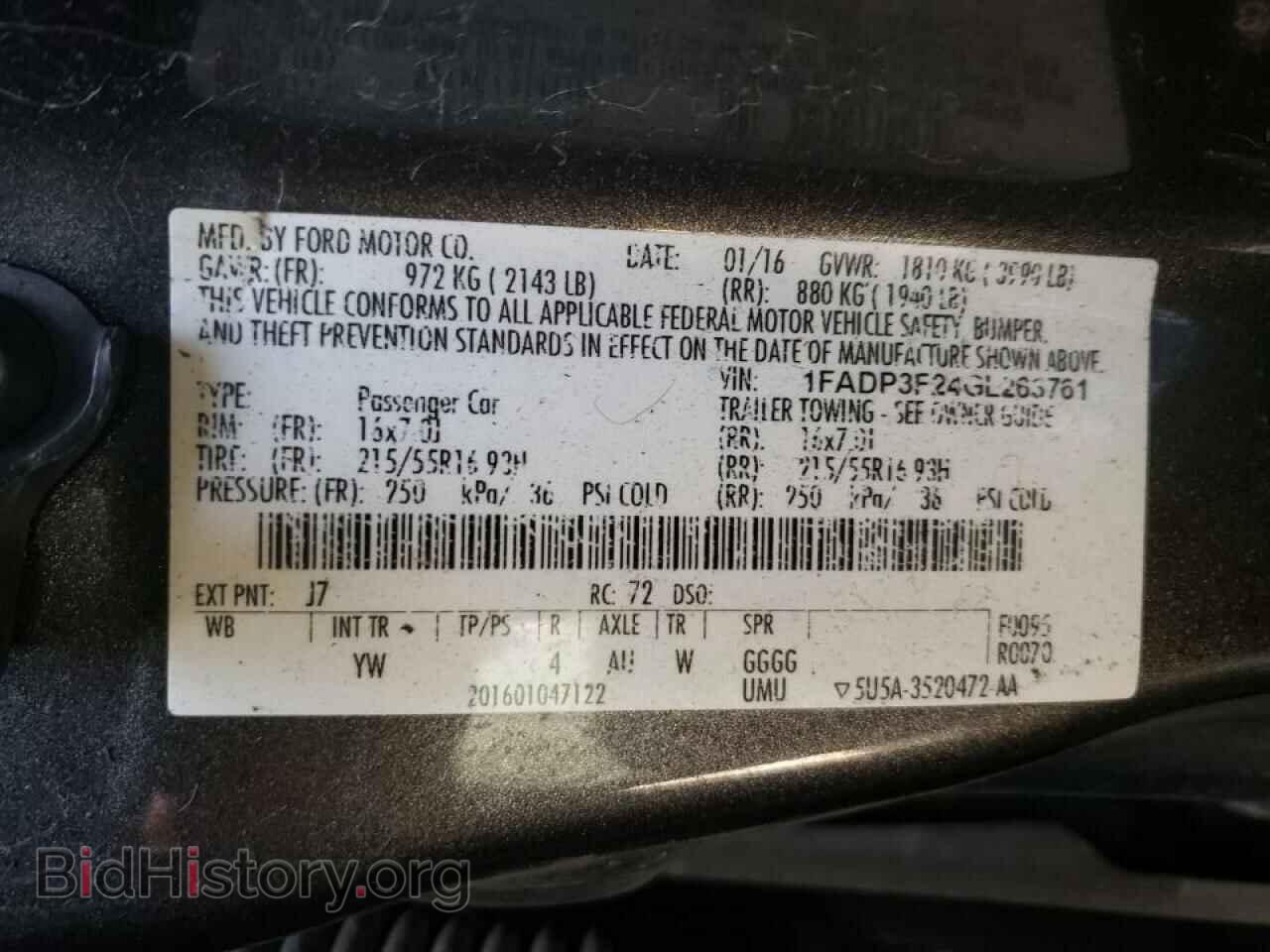 2016 FORD FOCUS - VIN: 1FADP3F24GL263761 - Фото 10