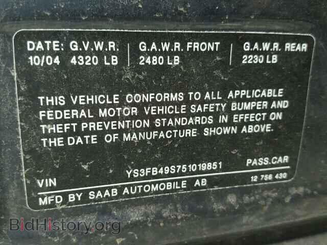 2005 SAAB 9 3 - VIN: YS3FB49S751019851 - Photo 10