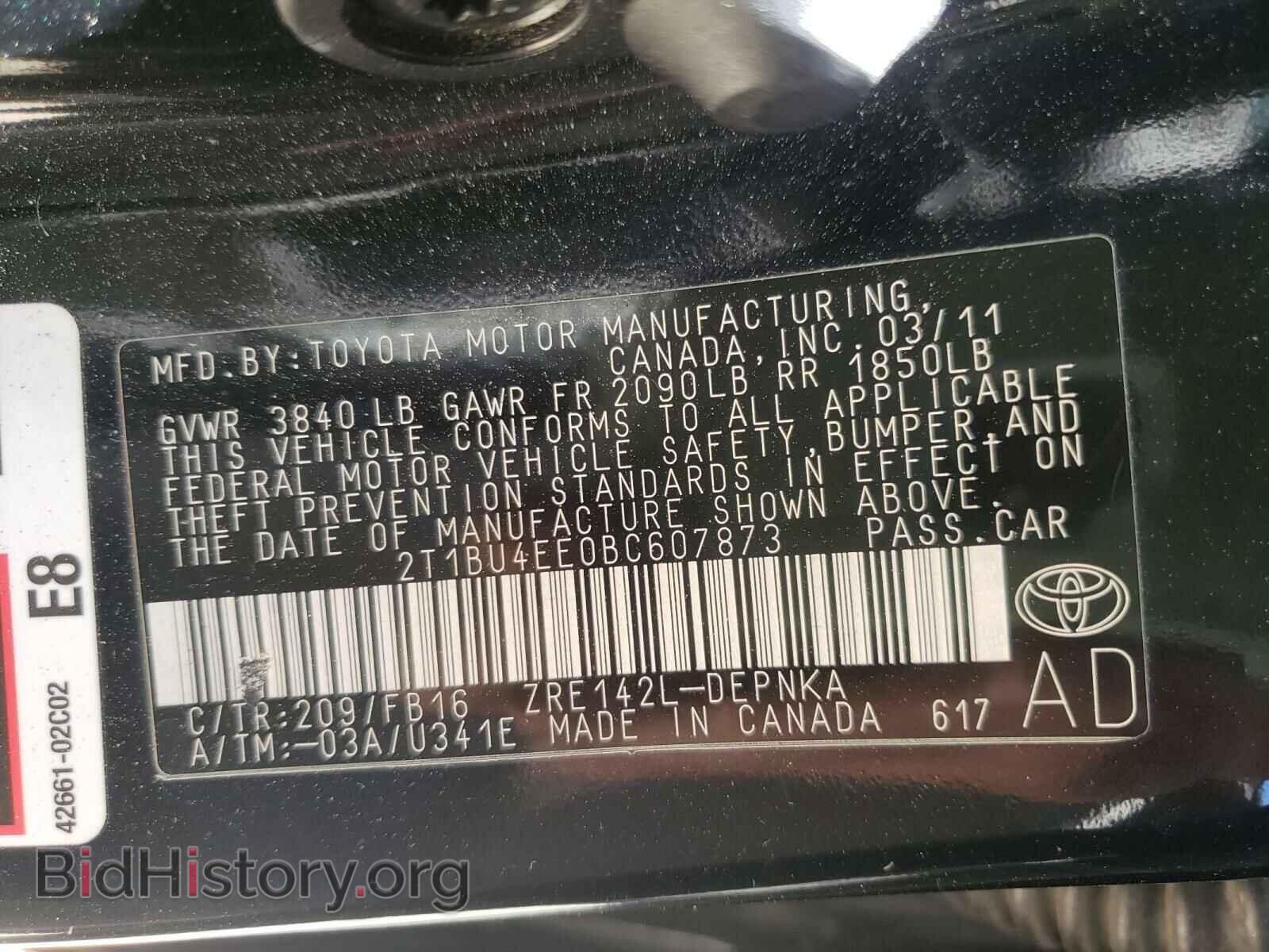 2011 TOYOTA COROLLA - VIN: 2T1BU4EE0BC607873 - Фото 10