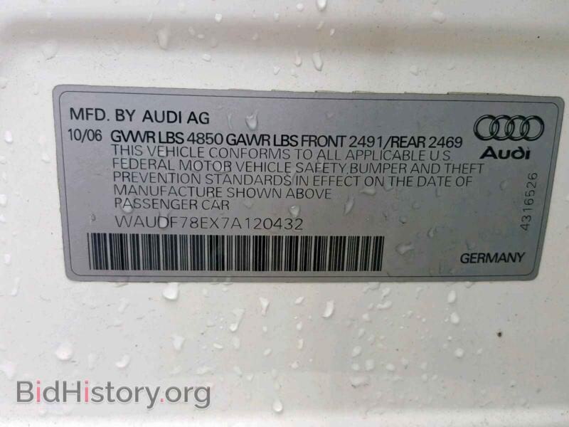 2007 Audi A4 (VIN WAUDF78EX7A120432) — фото 10 из 10