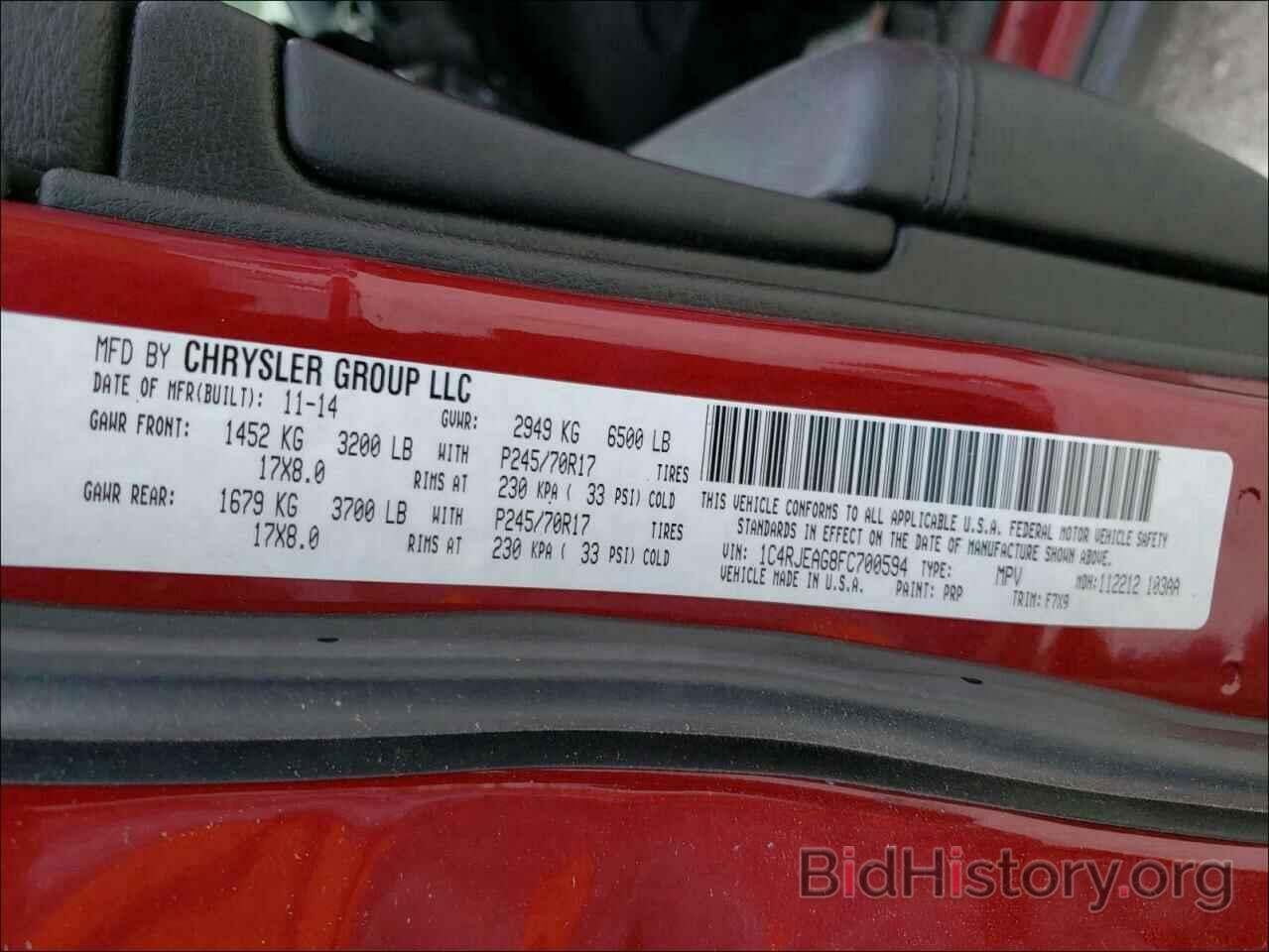 Report 1C4RJEAG8FC700594 JEEP CHEROKEE 2015 RED FLEXIBLE