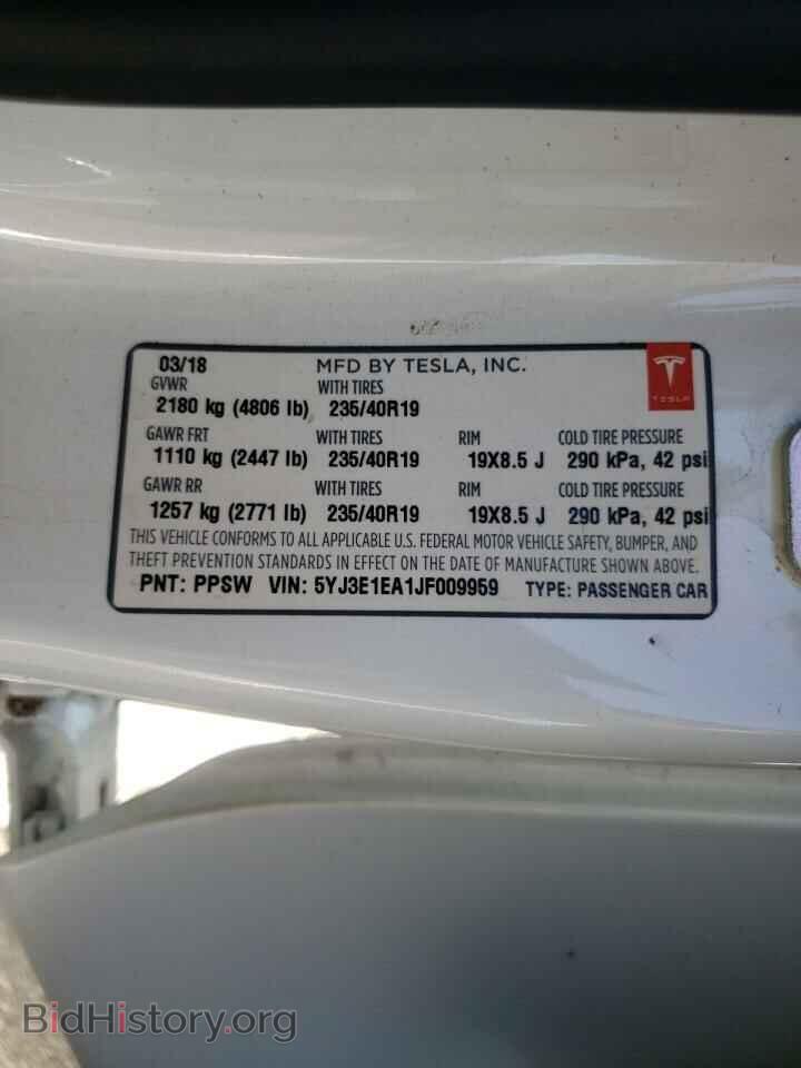 2018 TESLA MODEL 3 - VIN: 5YJ3E1EA1JF009959 - Фото 10
