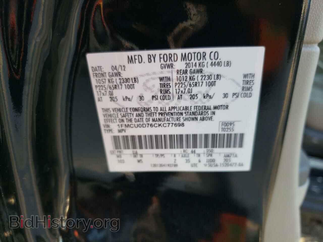 2012 FORD ESCAPE - VIN: 1FMCU0D76CKC77698 - Фото 13