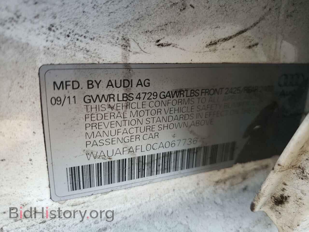 2012 AUDI A4 - VIN: WAUAFAFL0CA067736 - Фото 12