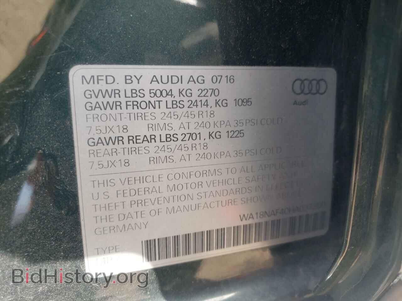 2017 AUDI A4 - VIN: WA18NAF40HA037800 - Фото 10