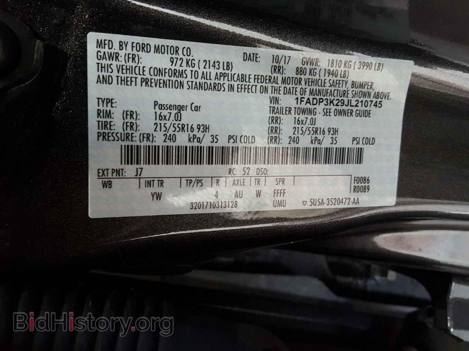 2018 FORD FOCUS - VIN: 1FADP3K29JL210745 - Фото 10