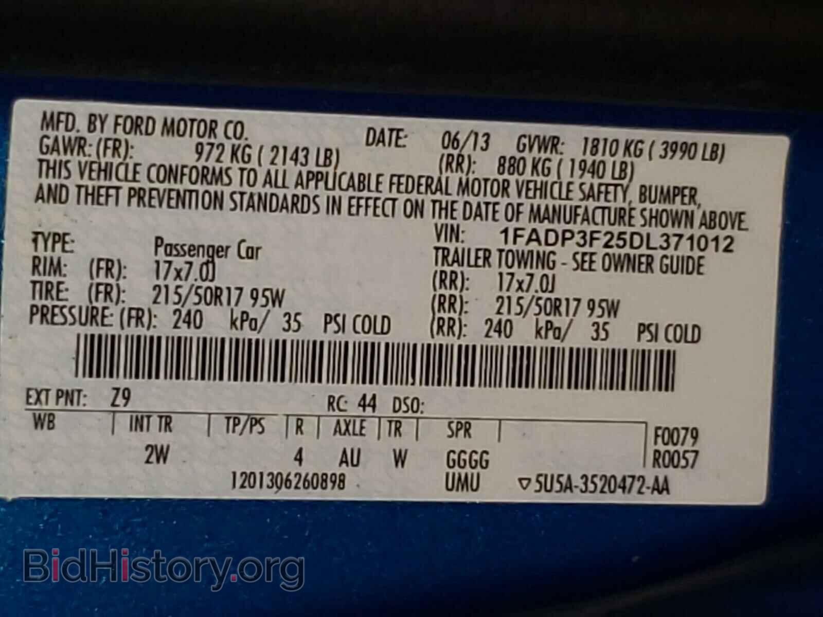 2013 FORD FOCUS - VIN: 1FADP3F25DL371012 - Photo 10