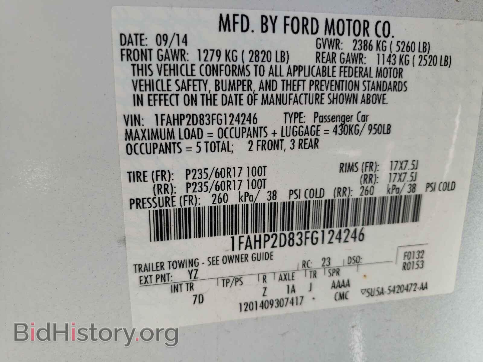 2015 FORD TAURUS - VIN: 1FAHP2D83FG124246 - Фото 10