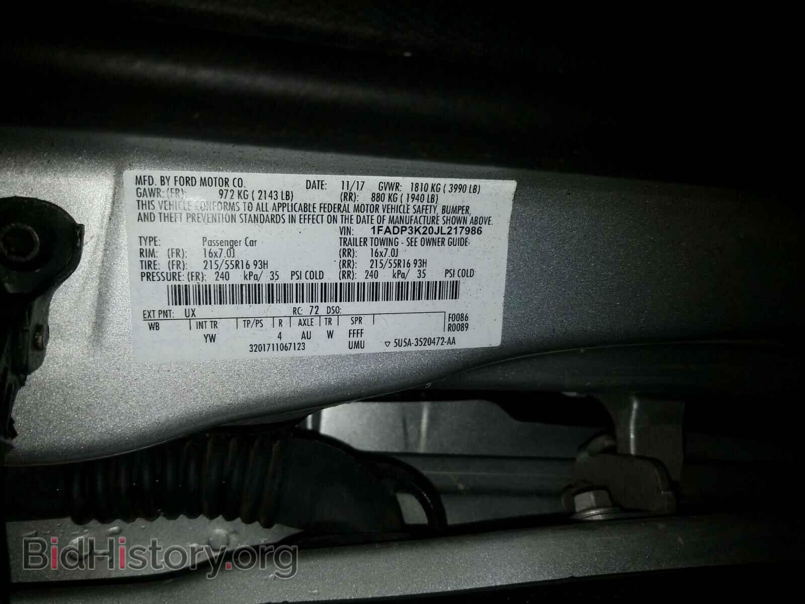 2018 FORD FOCUS - VIN: 1FADP3K20JL217986 - Фото 10