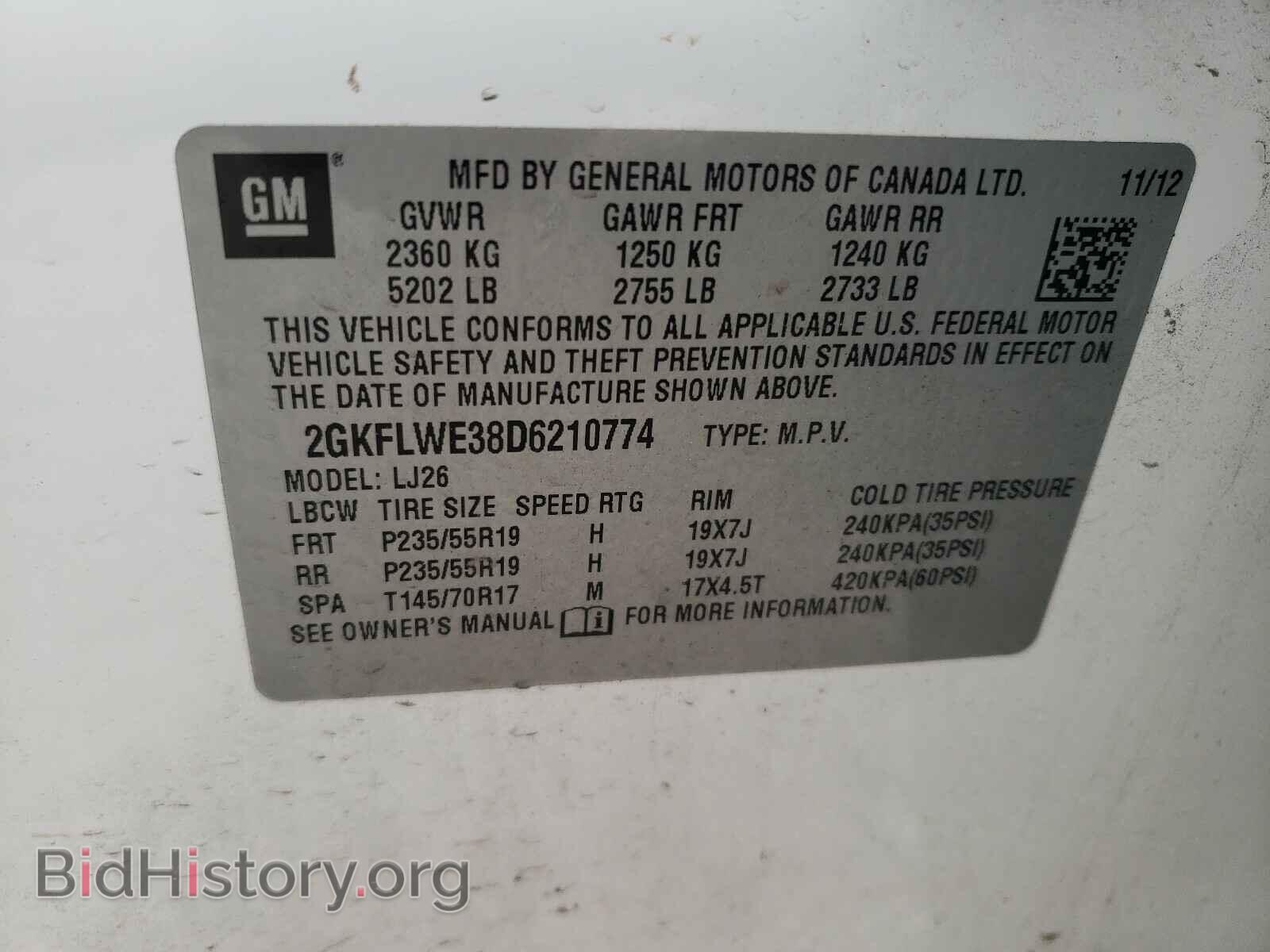 2013 GMC TERRAIN - VIN: 2GKFLWE38D6210774 - Photo 10