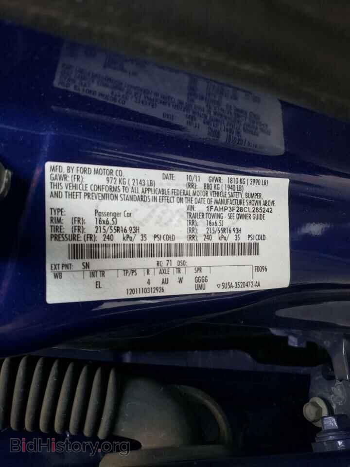 2012 FORD FOCUS - VIN: 1FAHP3F28CL285242 - Фото 10