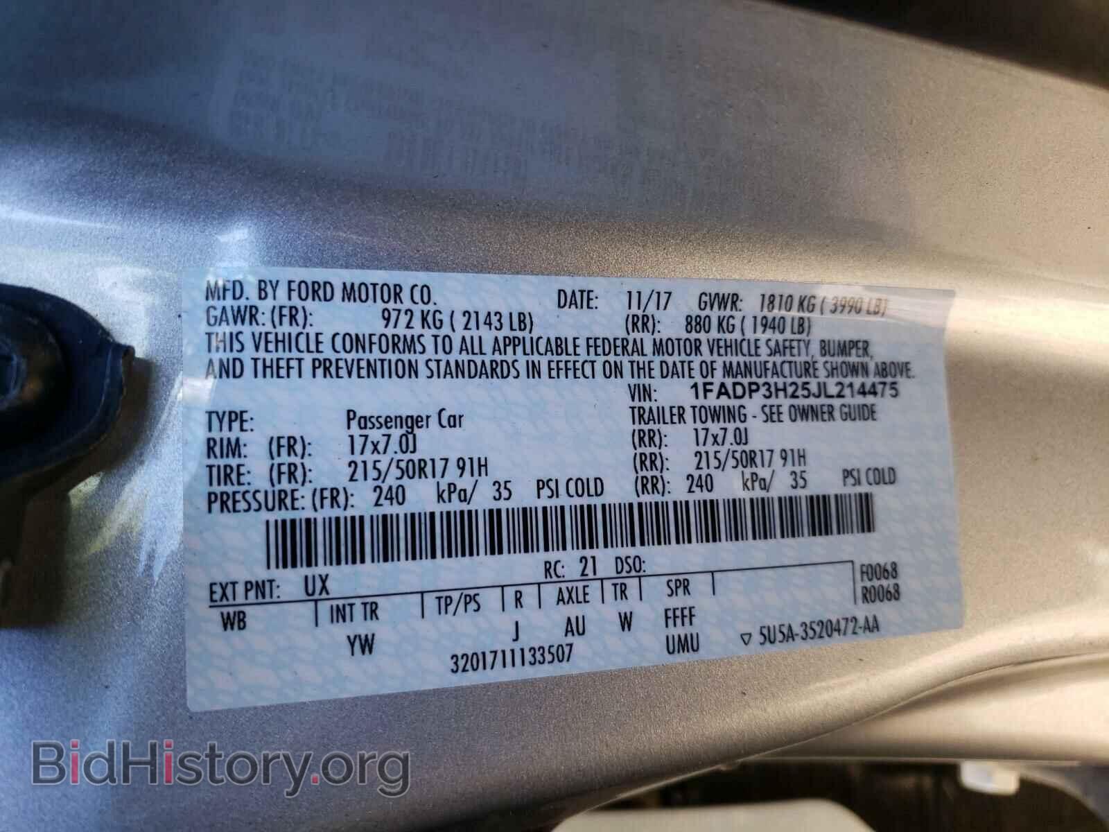 2018 FORD FOCUS - VIN: 1FADP3H25JL214475 - Фото 10