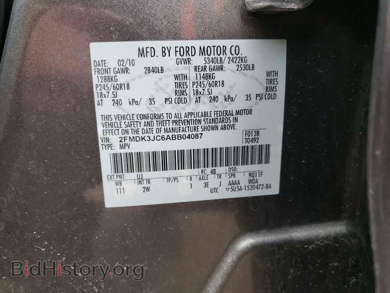 2010 FORD EDGE - VIN: 2FMDK3JC6ABB04087 - Photo 10