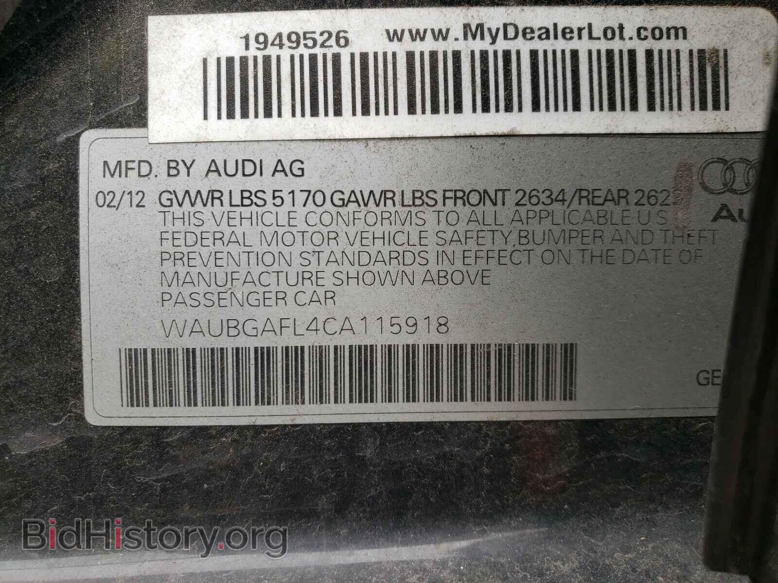 2012 AUDI S4/RS4 - VIN: WAUBGAFL4CA115918 - Фото 10