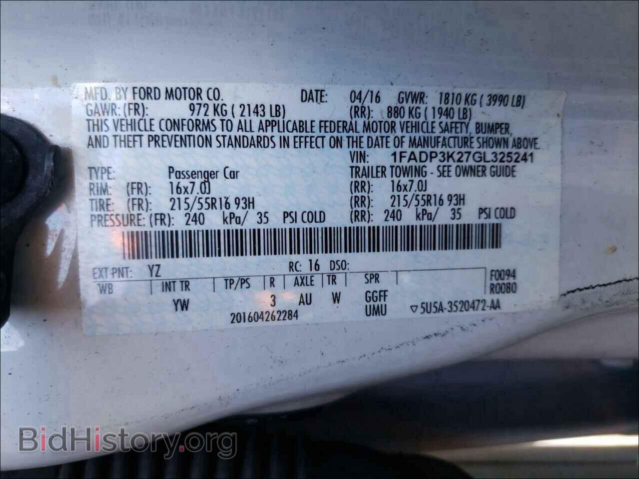 2016 FORD FOCUS - VIN: 1FADP3K27GL325241 - Фото 10