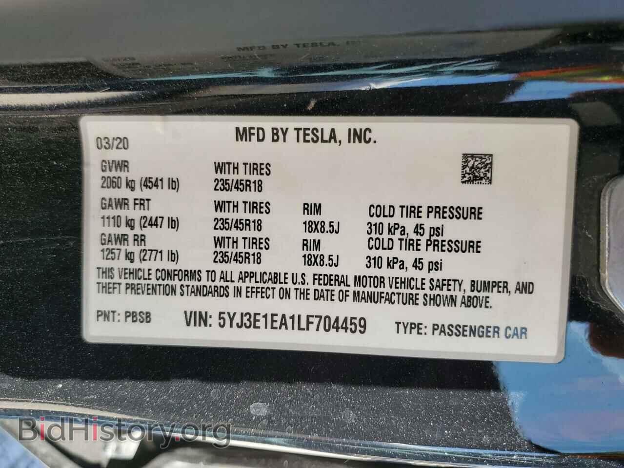 2020 TESLA MODEL 3 - VIN: 5YJ3E1EA1LF704459 - Фото 12