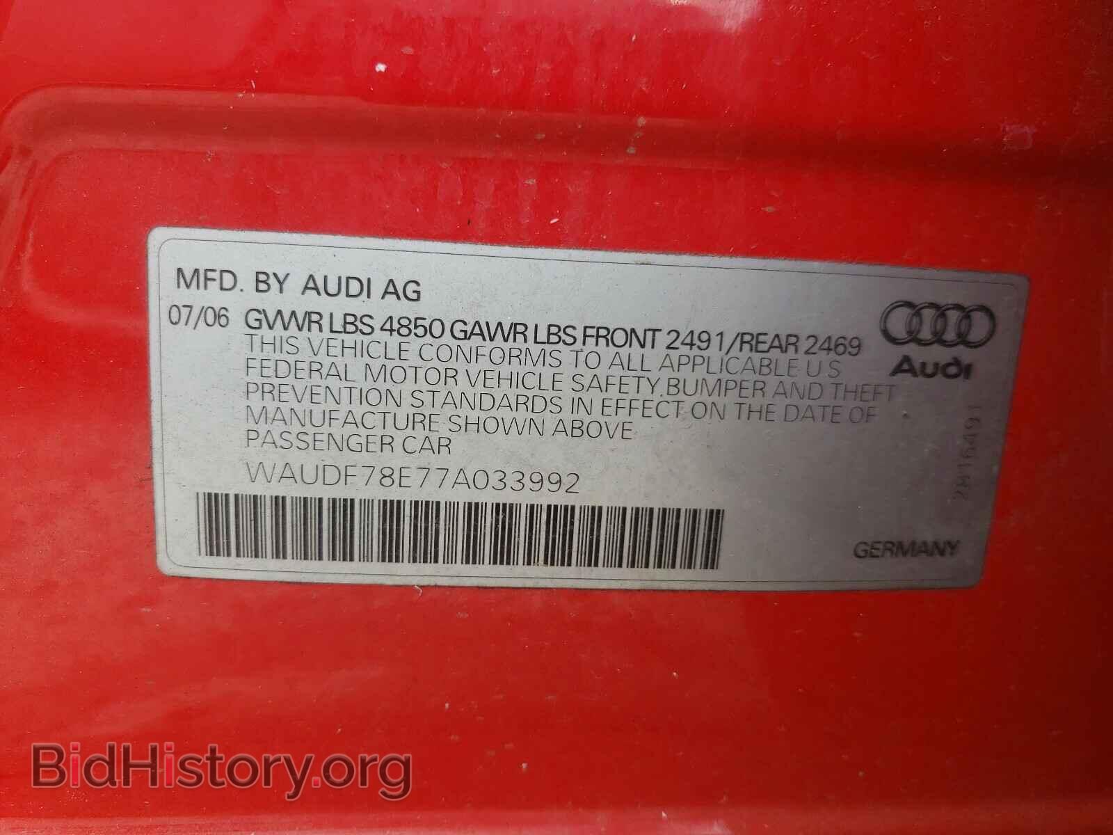 2007 AUDI A4 - VIN: WAUDF78E77A033992 - Photo 10