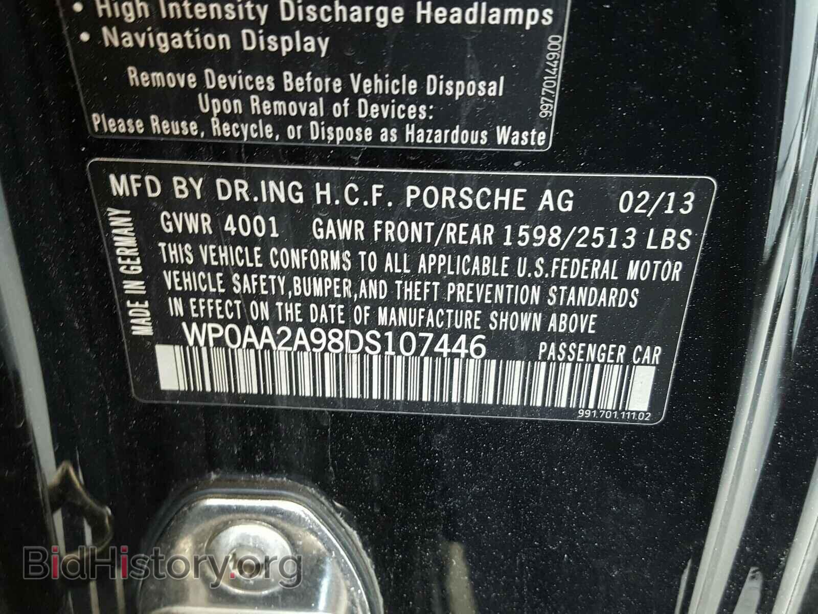 2013 PORSCHE 911 - VIN: WP0AA2A98DS107446 - Фото 10