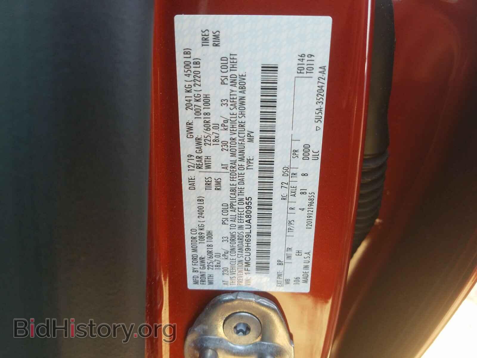 2020 FORD ESCAPE - VIN: 1FMCU9H69LUA80955 - Photo 10