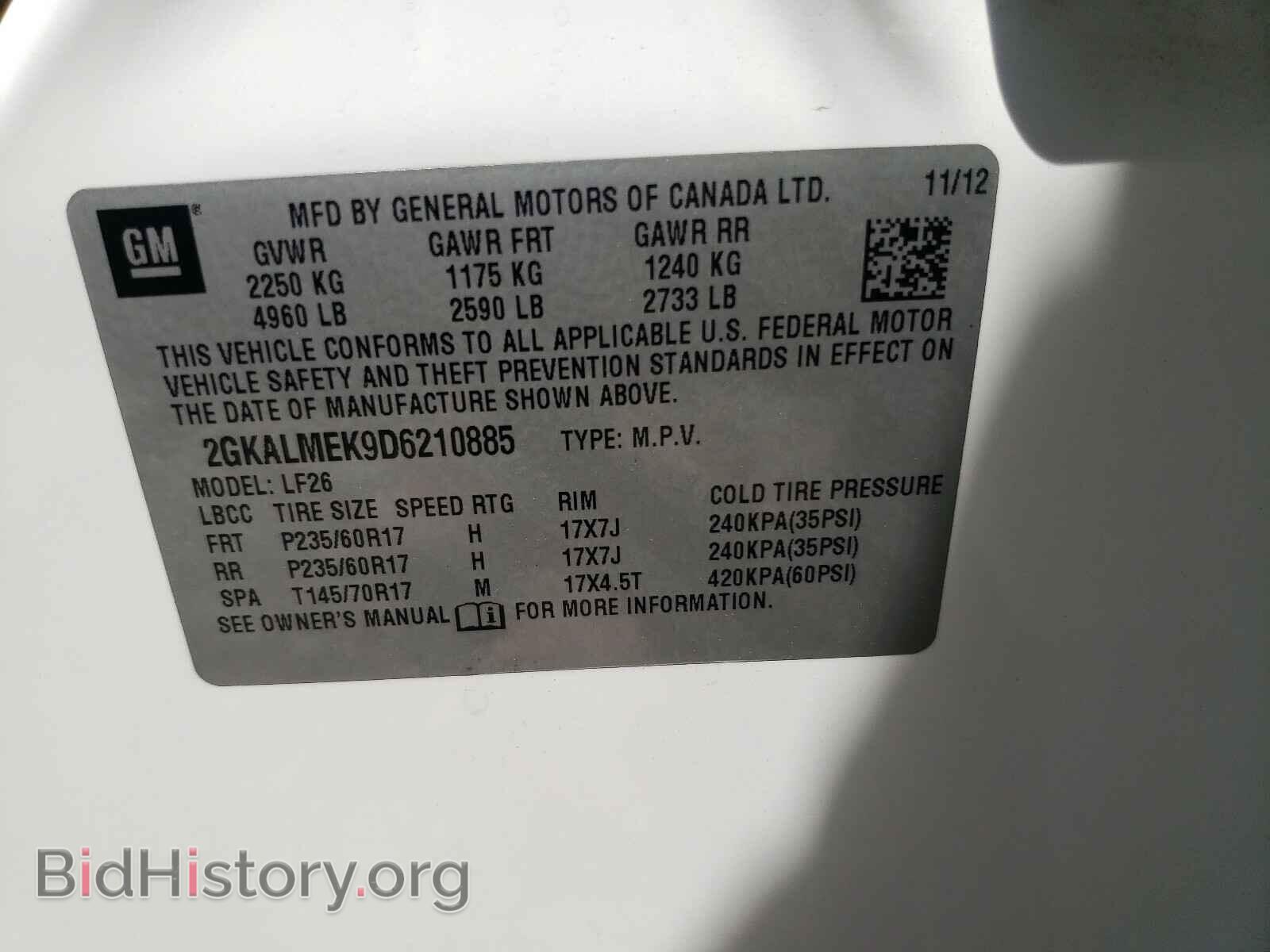 2013 GMC TERRAIN - VIN: 2GKALMEK9D6210885 - Фото 10