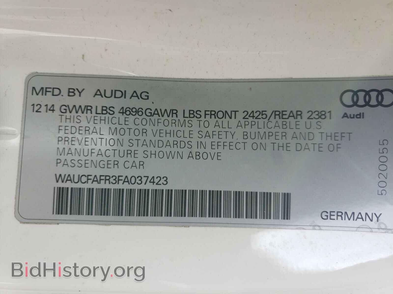 2015 AUDI A5 - VIN: WAUCFAFR3FA037423 - Фото 10