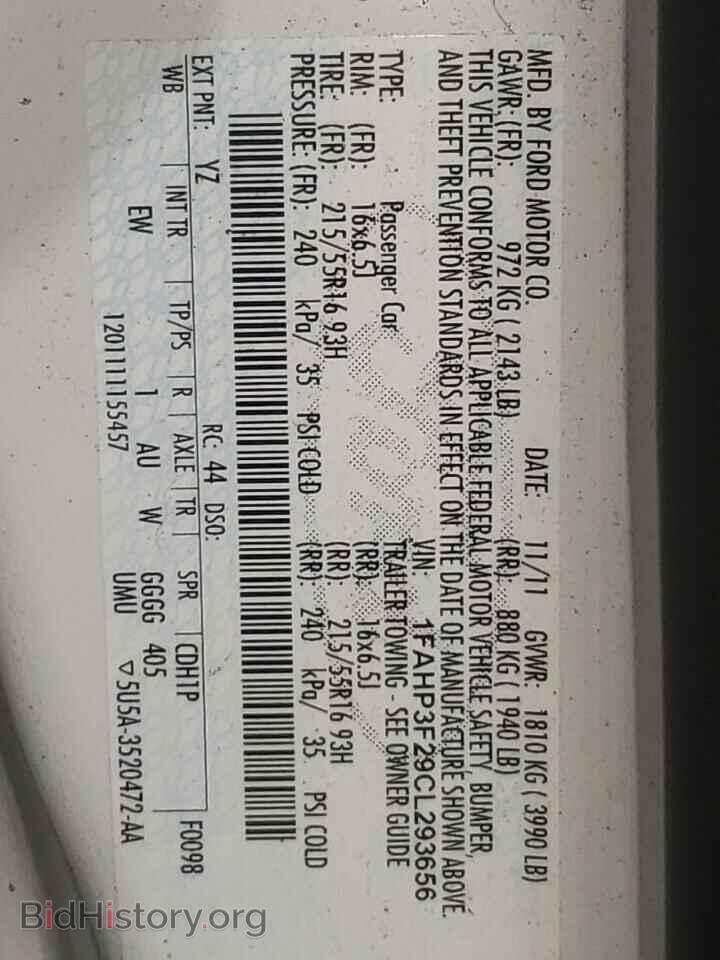 2012 FORD FOCUS - VIN: 1FAHP3F29CL293656 - Фото 10