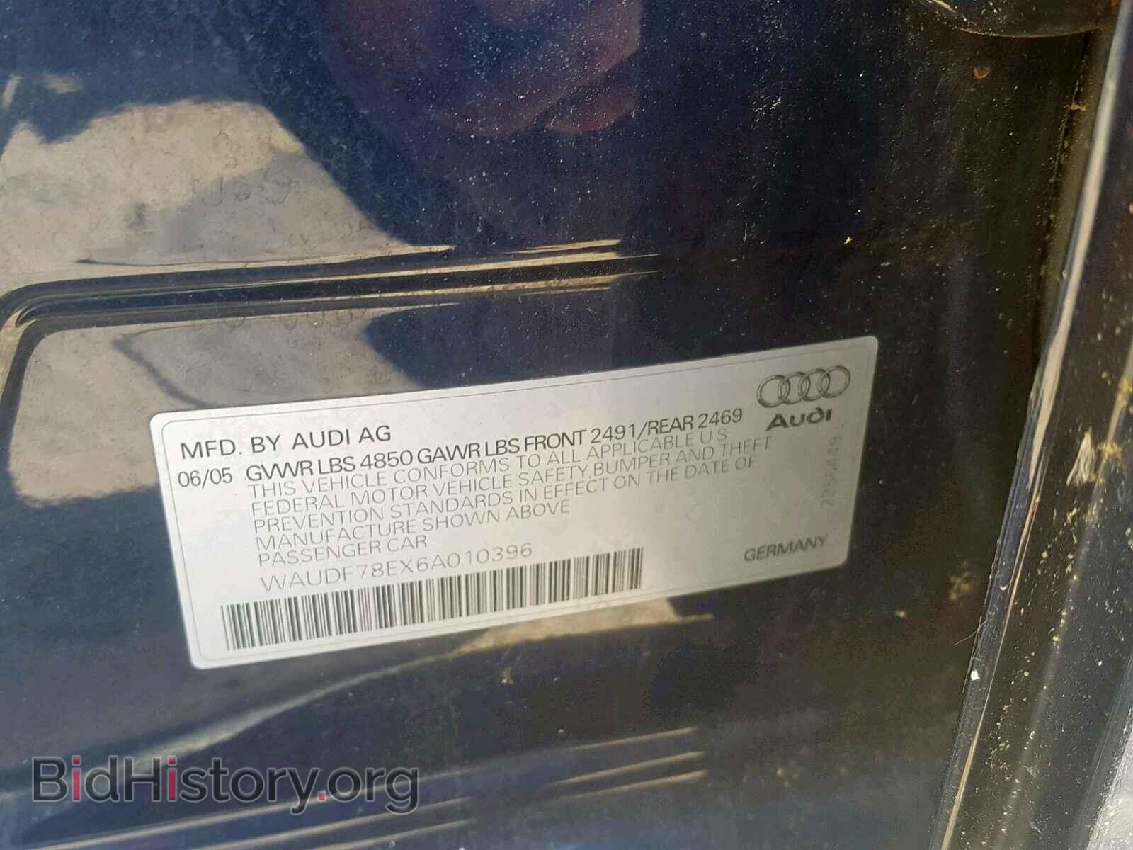 2006 AUDI A4 - VIN: WAUDF78EX6A010396 - Фото 10