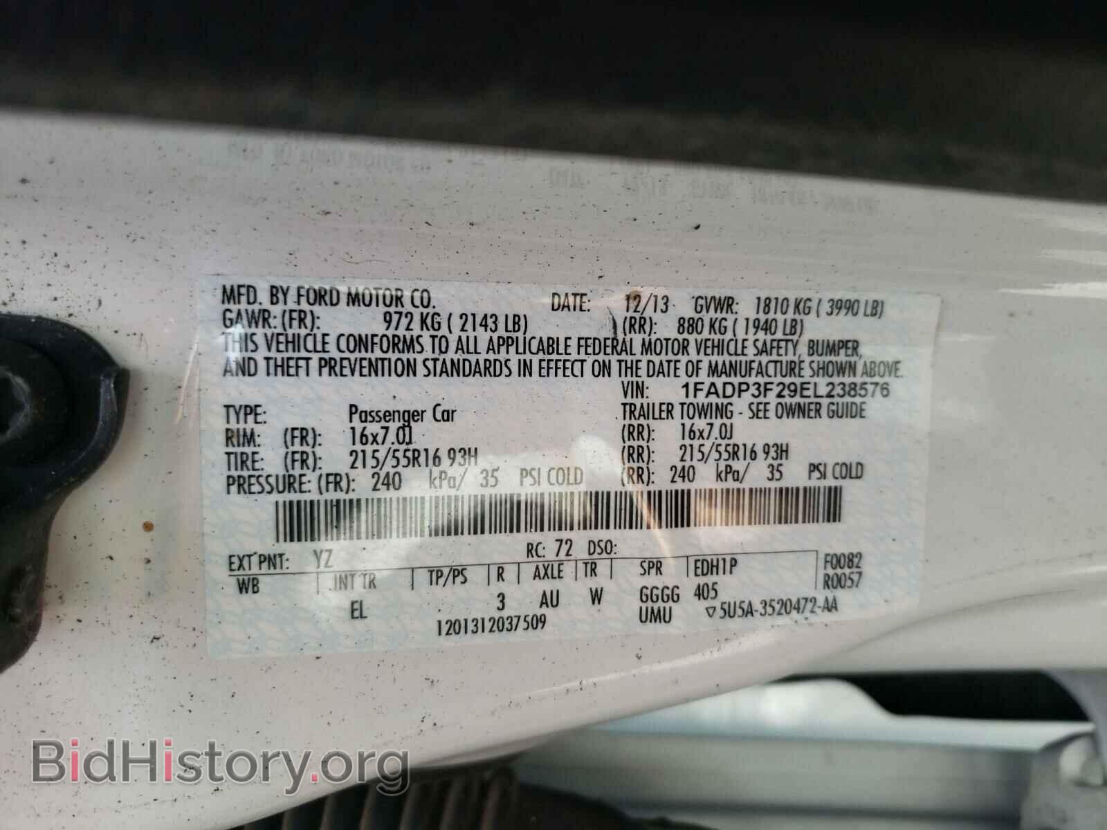 2014 FORD FOCUS - VIN: 1FADP3F29EL238576 - Фото 10