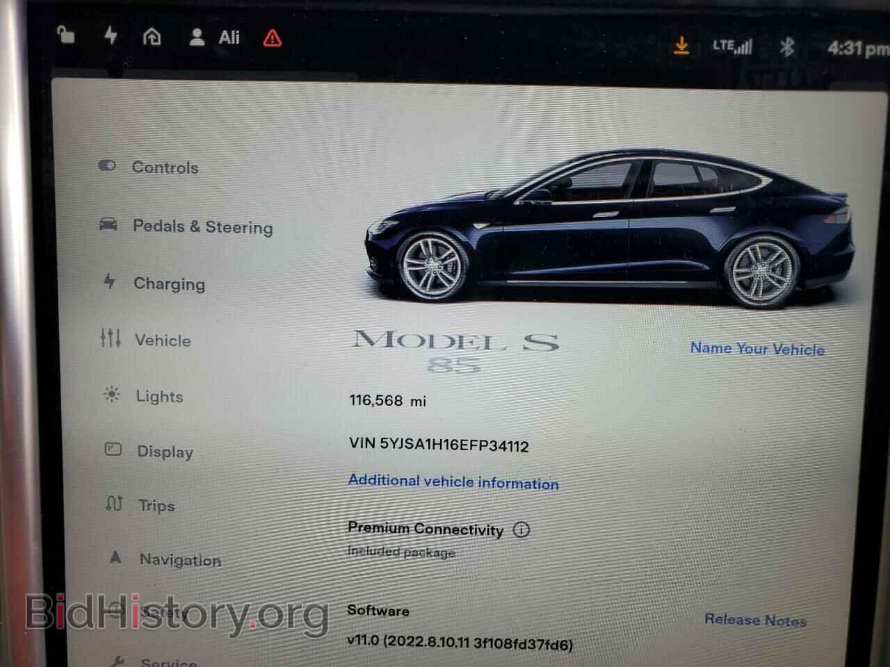 2014 TESLA MODEL S - VIN: 5YJSA1H16EFP34112 - Фото 9
