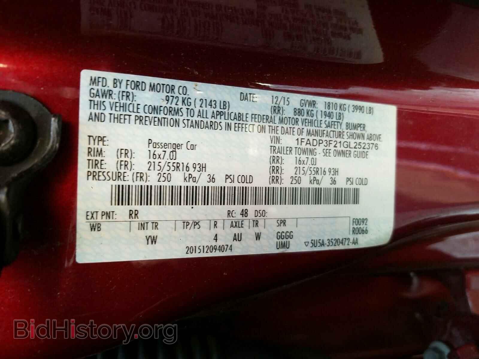 2016 FORD FOCUS - VIN: 1FADP3F21GL252376 - Фото 10