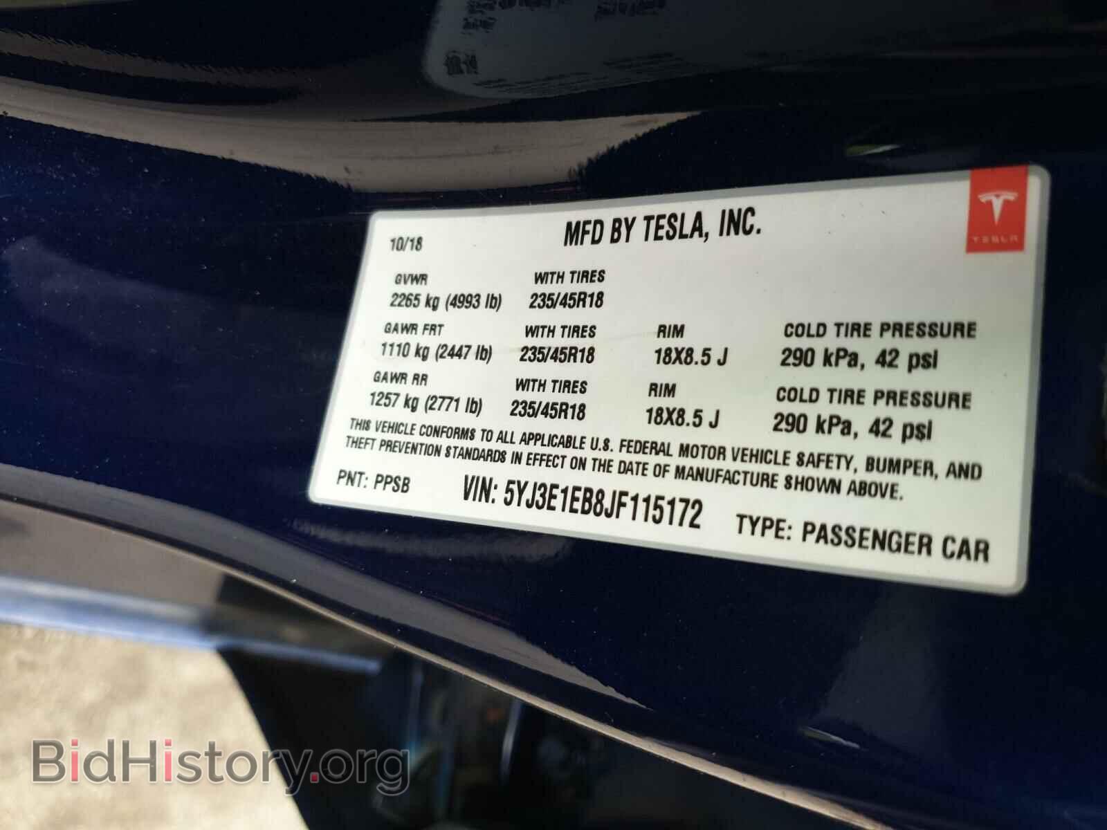 2018 TESLA MODEL 3 - VIN: 5YJ3E1EB8JF115172 - Photo 10