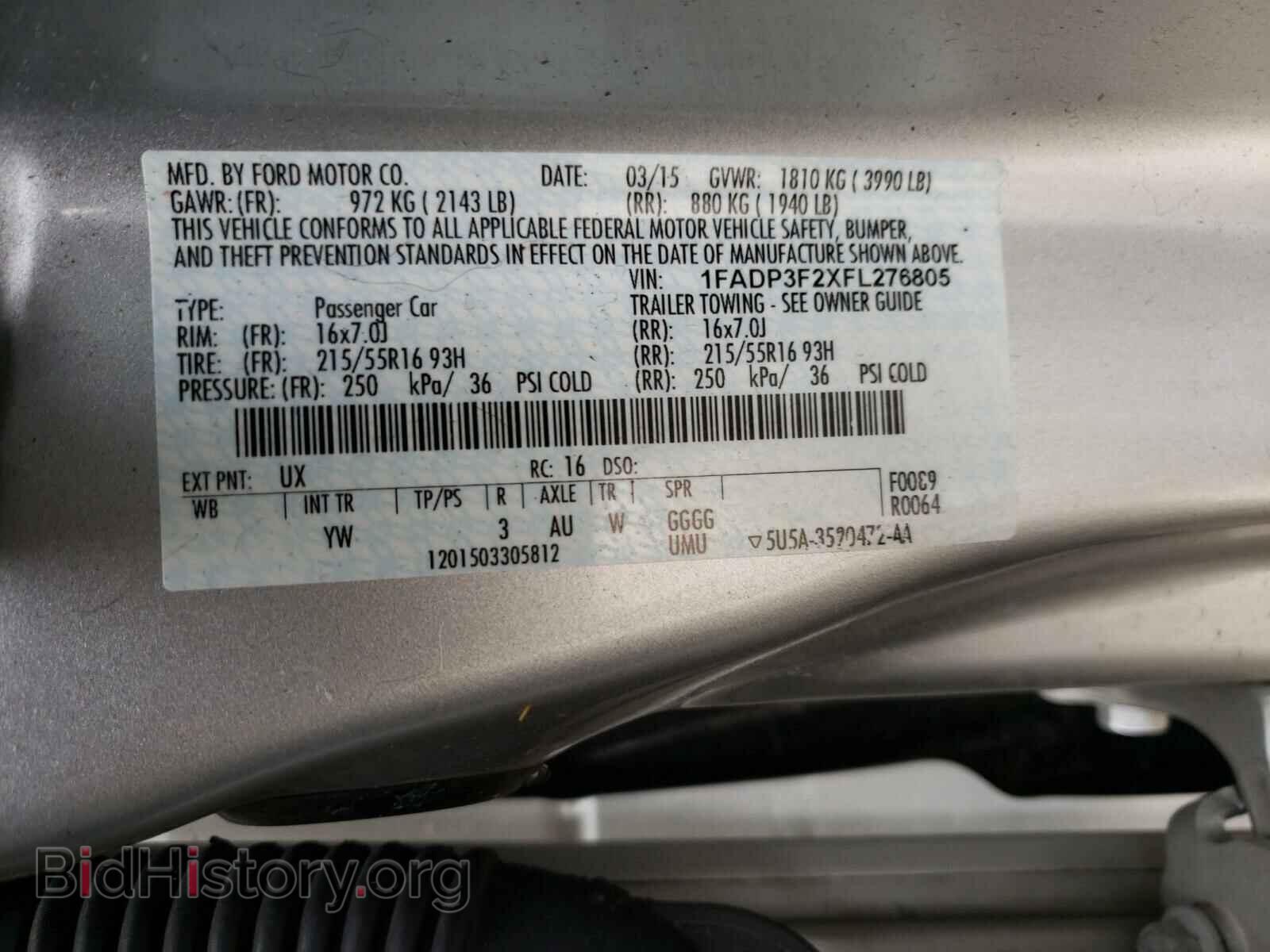 2015 FORD FOCUS - VIN: 1FADP3F2XFL276805 - Фото 10