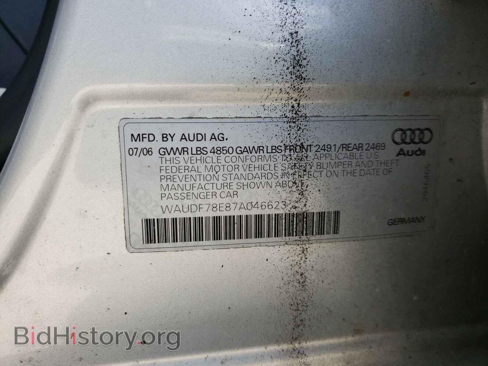 2007 AUDI A4 - VIN: WAUDF78E87A046623 - Фото 10