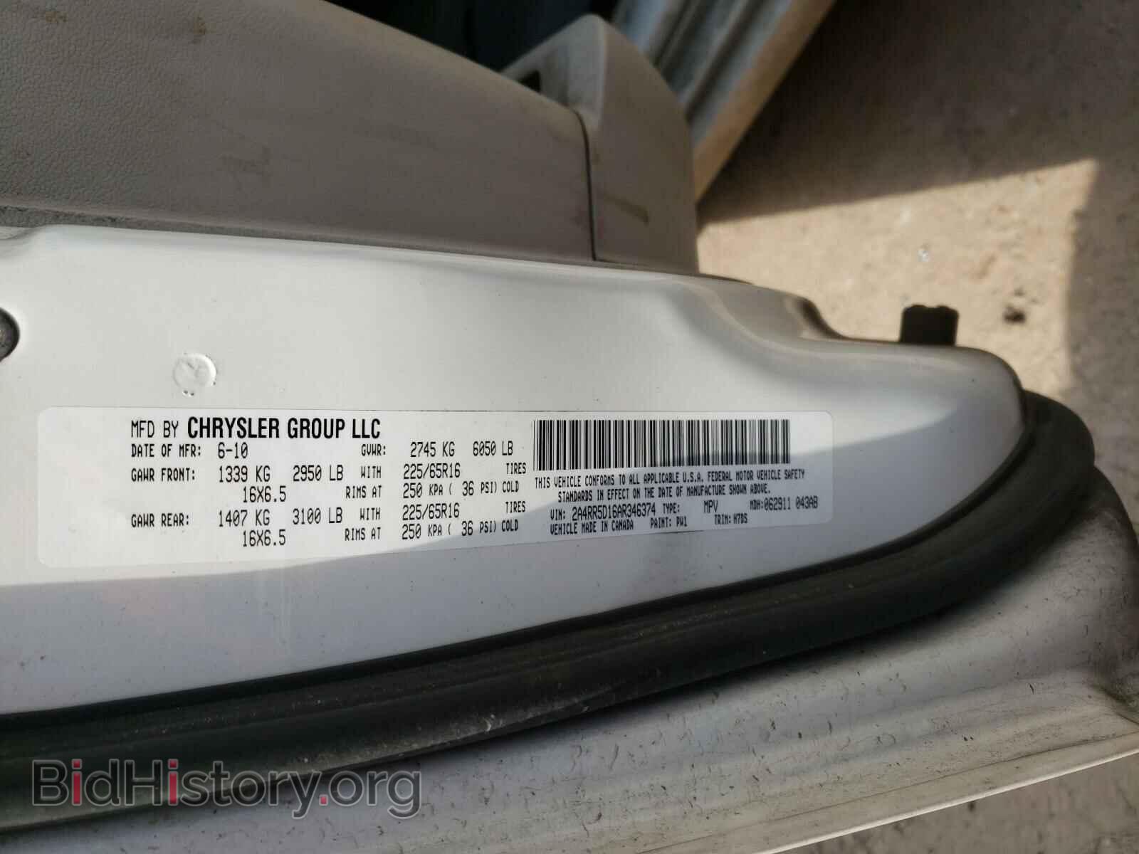 2010 CHRYSLER MINIVAN - VIN: 2A4RR5D16AR346374 - Photo 10