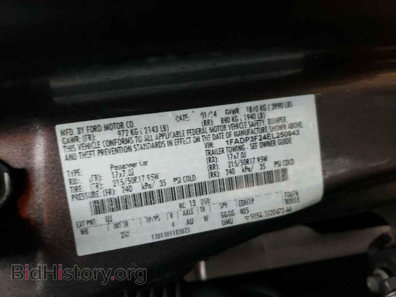 2014 FORD FOCUS - VIN: 1FADP3F24EL250943 - Фото 10