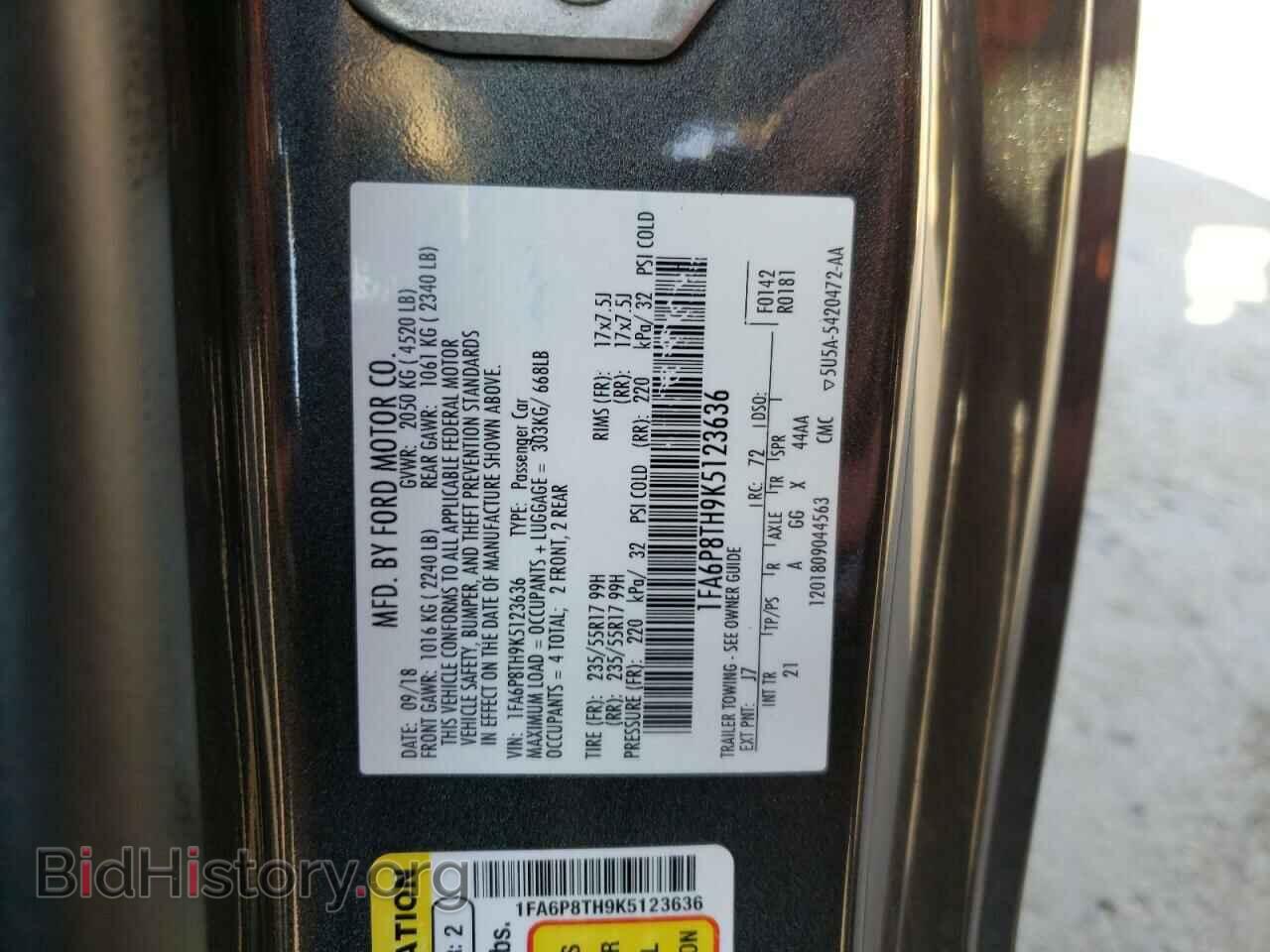 2019 FORD MUSTANG - VIN: 1FA6P8TH9K5123636 - Фото 12