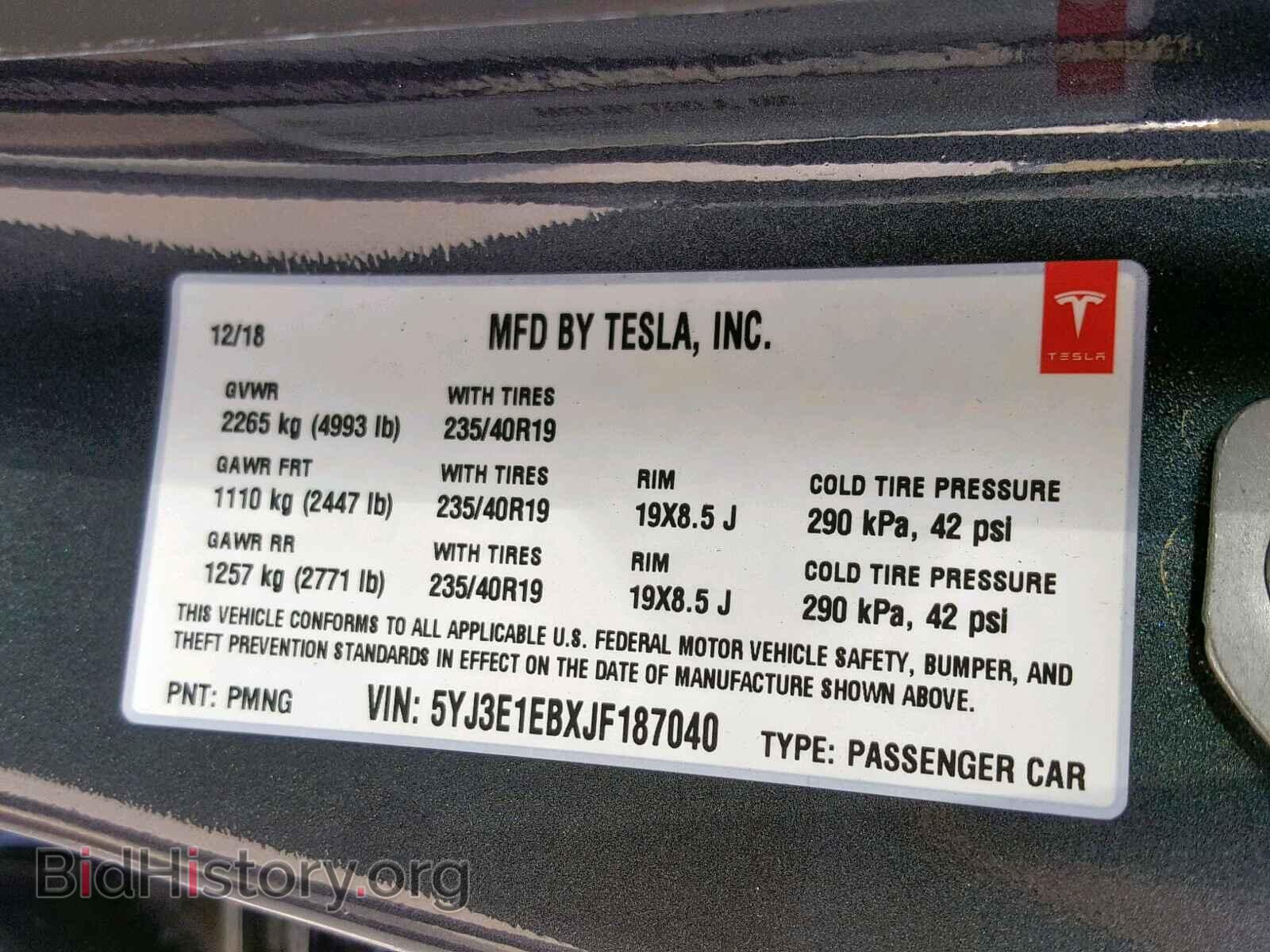 2018 TESLA MODEL 3 - VIN: 5YJ3E1EBXJF187040 - Photo 10