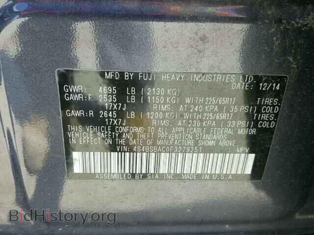 2015 SUBARU OUTBACK - VIN: 4S4BSBAC0F3279251 - Photo 10