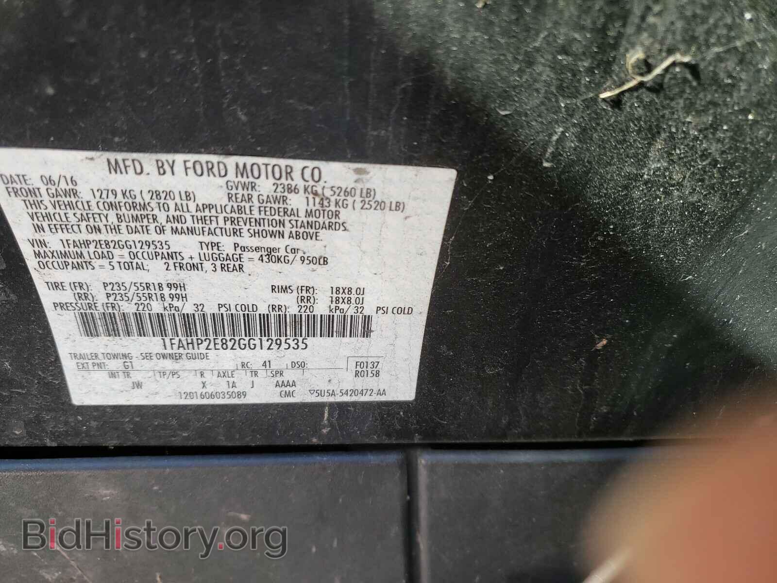 2016 FORD TAURUS - VIN: 1FAHP2E82GG129535 - Фото 10