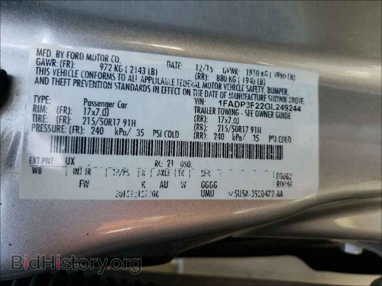2016 FORD FOCUS - VIN: 1FADP3F22GL249244 - Фото 10