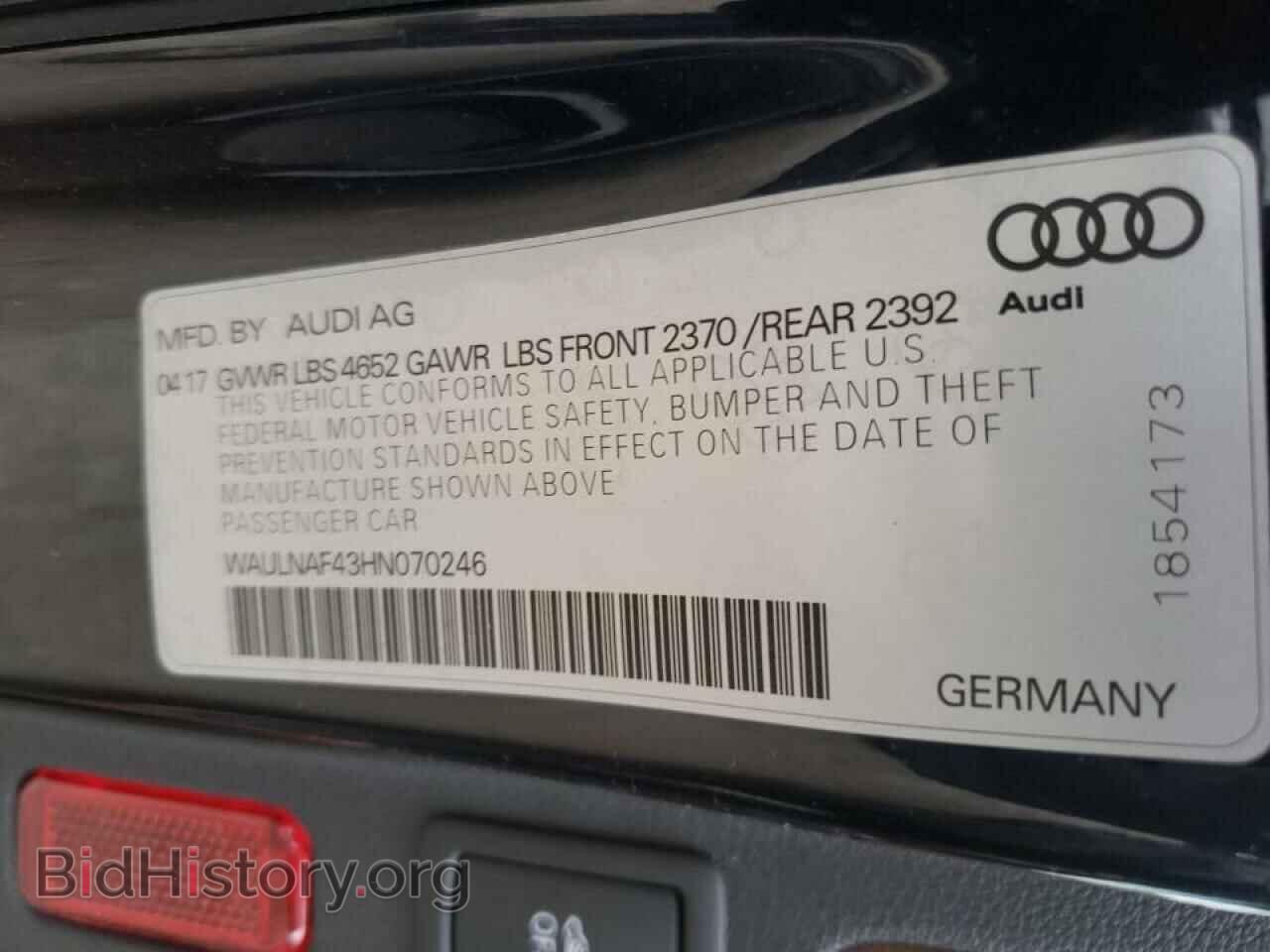 2017 AUDI A4 - VIN: WAULNAF43HN070246 - Фото 10
