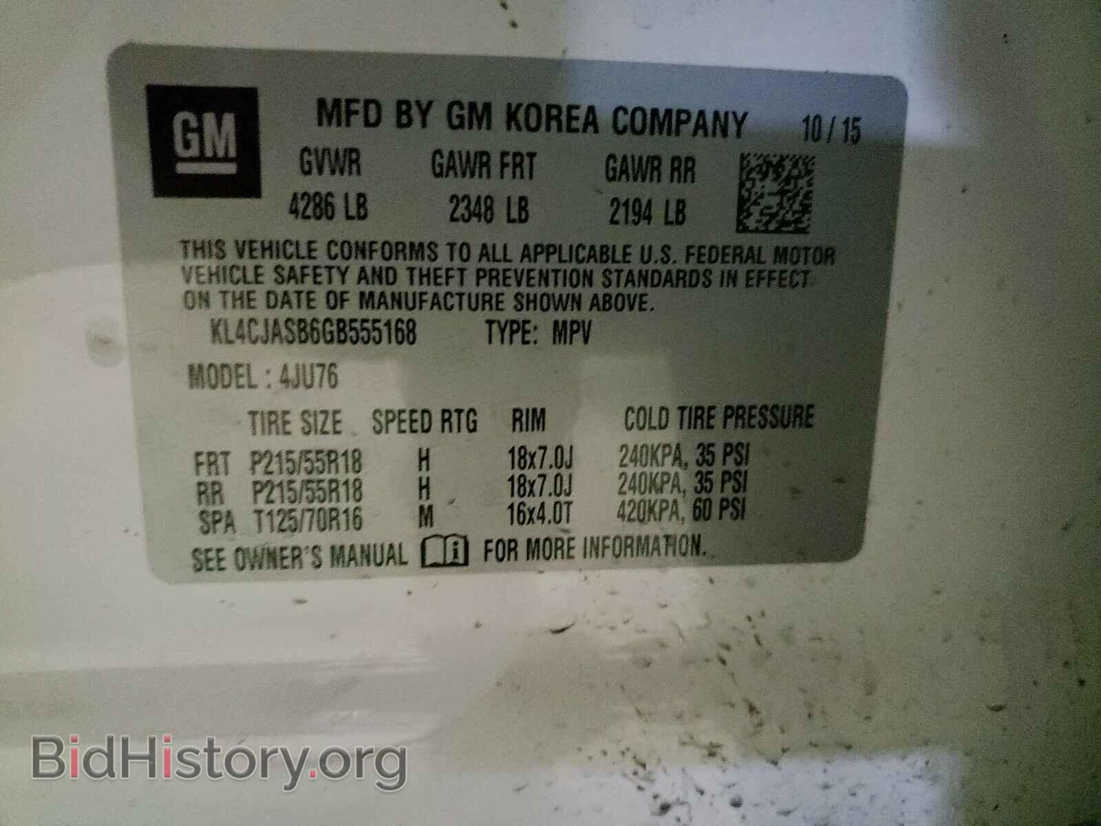 2016 BUICK ENCORE - VIN: KL4CJASB6GB555168 - Фото 10