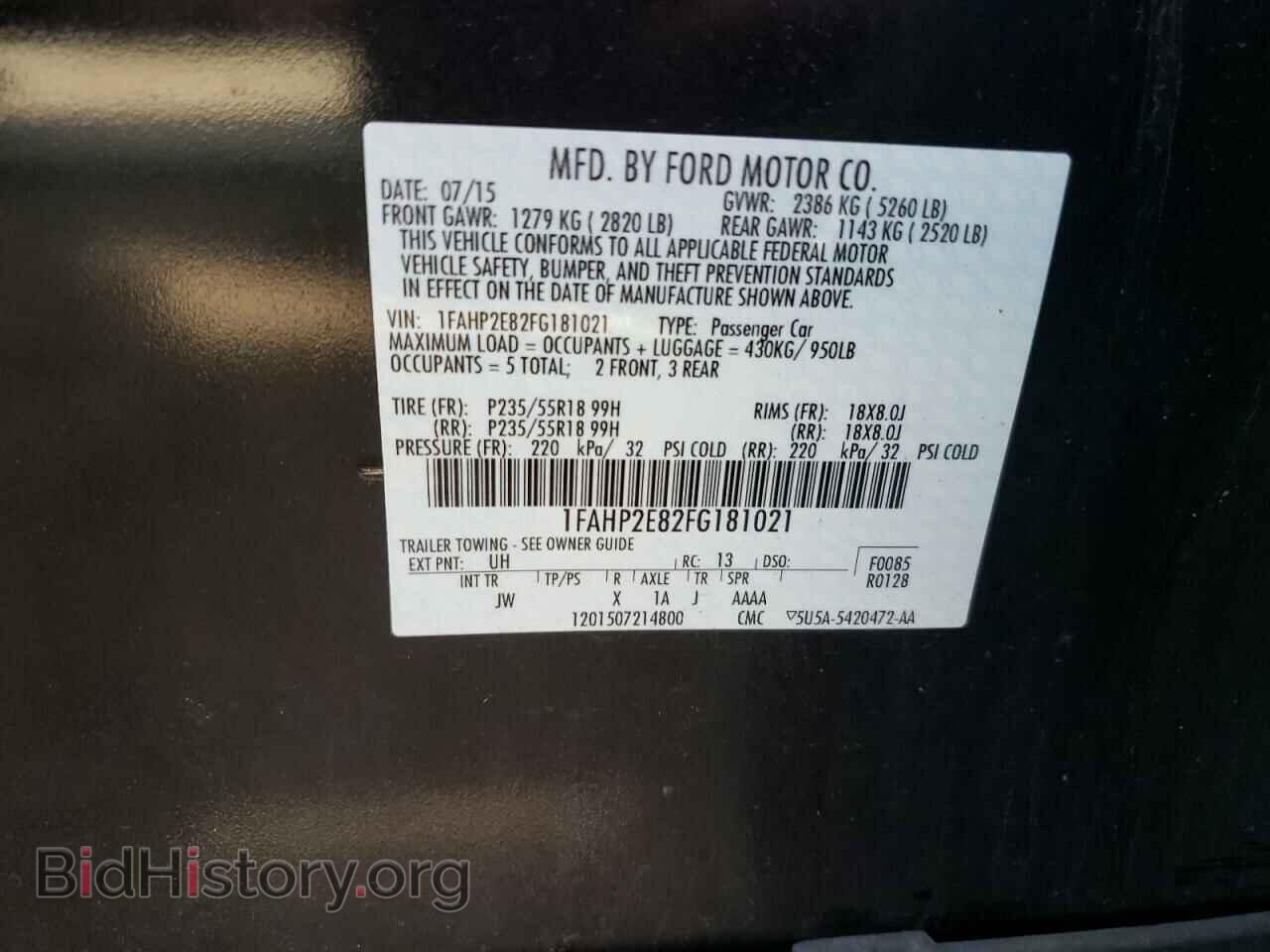 2015 FORD TAURUS - VIN: 1FAHP2E82FG181021 - Photo 10