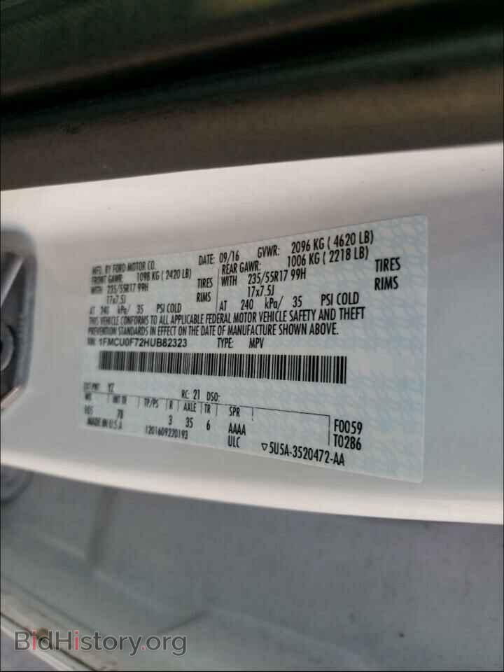 2017 FORD ESCAPE - VIN: 1FMCU0F72HUB82323 - Фото 10