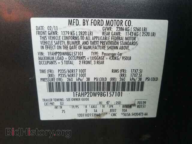 2011 FORD TAURUS - VIN: 1FAHP2DW9BG157101 - Фото 10
