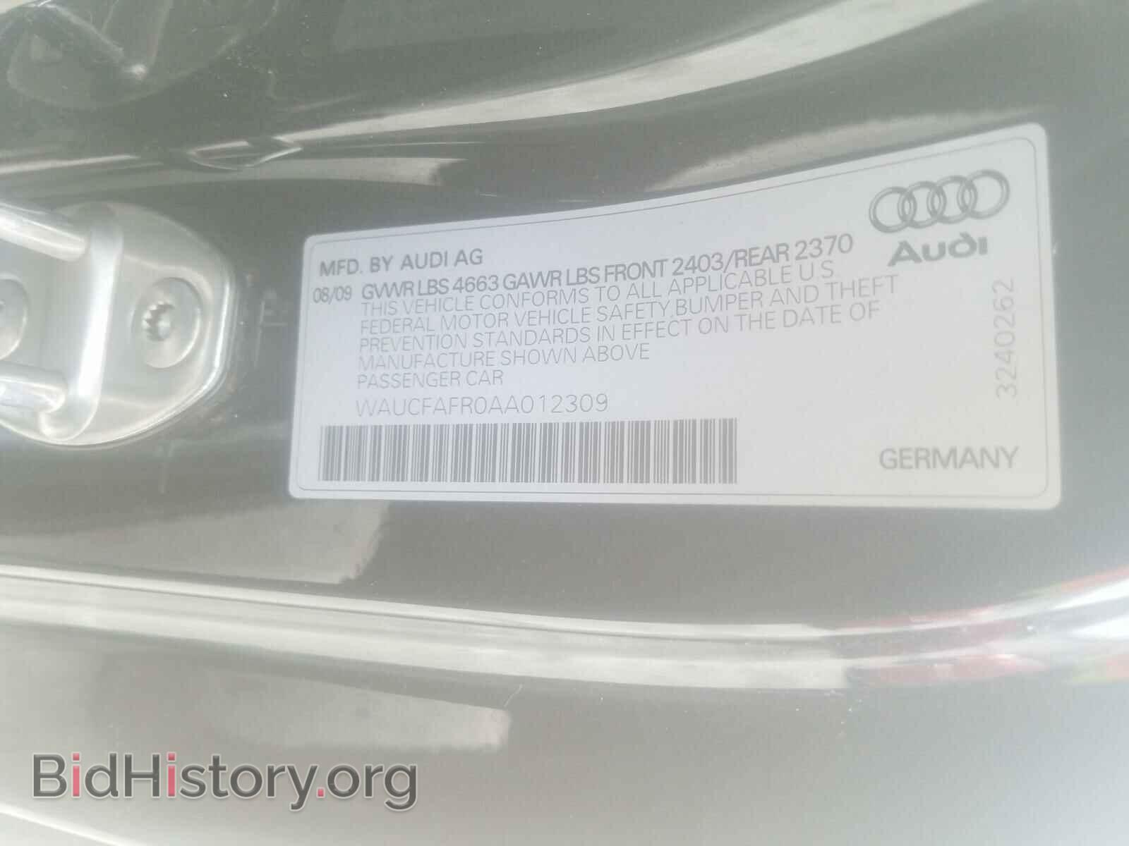 2010 AUDI A5 - VIN: WAUCFAFR0AA012309 - Фото 10