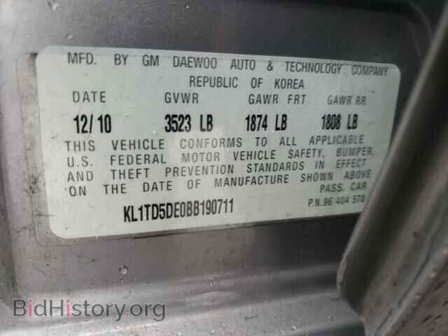 2011 CHEVROLET AVEO - VIN: KL1TD5DE0BB190711 - Фото 10